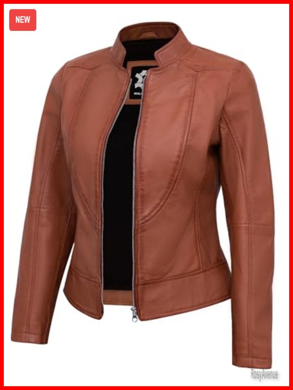 Real Lambskin Leather Jacket Cafe Racer Women's Biker Moto Zip
